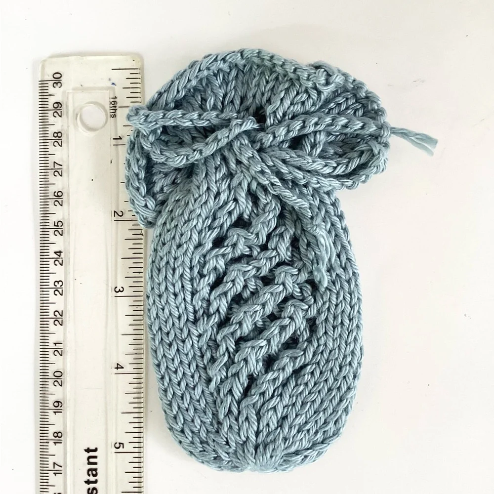 Hand Crafted Soap Saver Bag Pouch Hair Scrunchy Bath Essential Cotten Denim Blue
